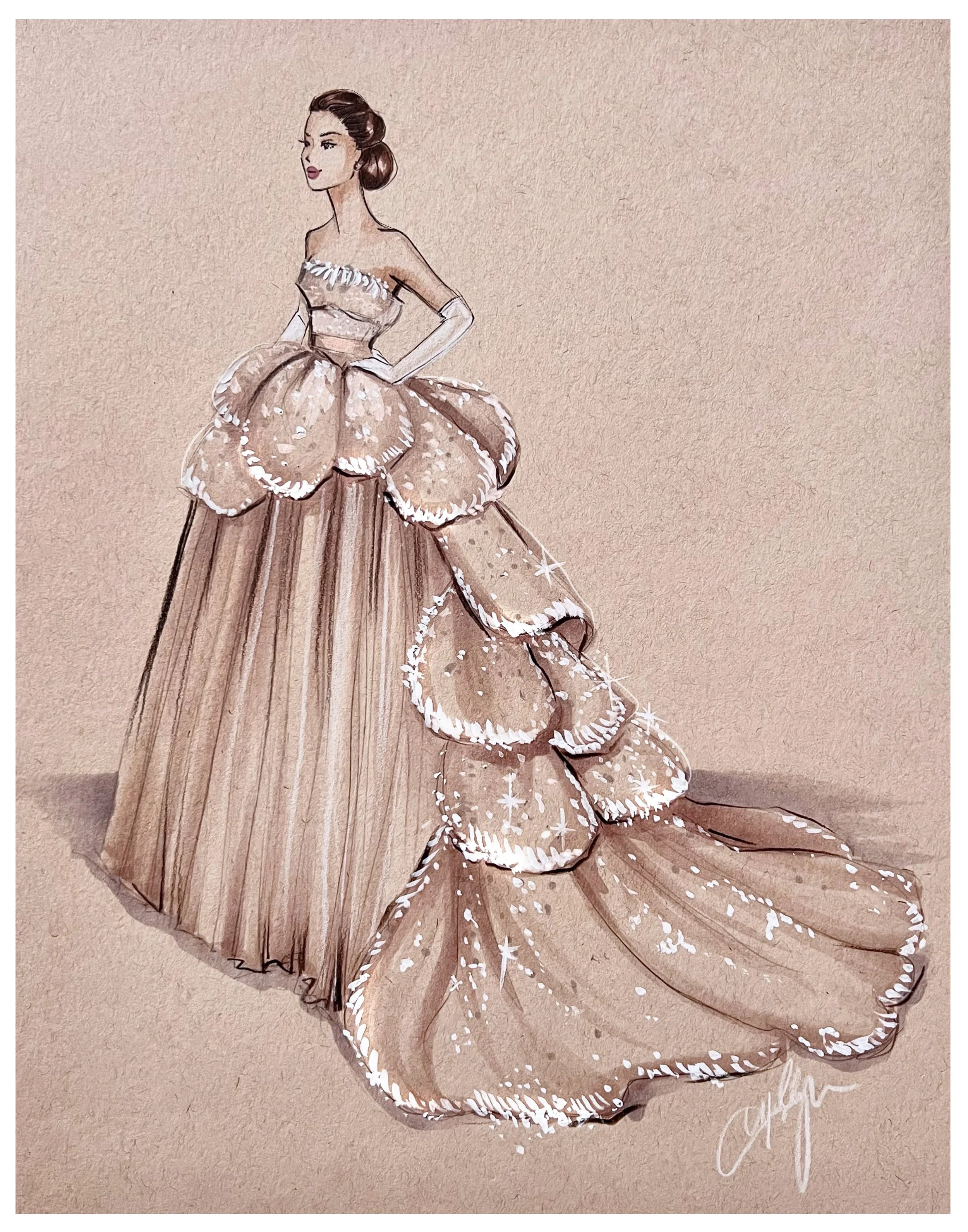 Custom Bridal Fashion Illustrations for bridal shower gifts and